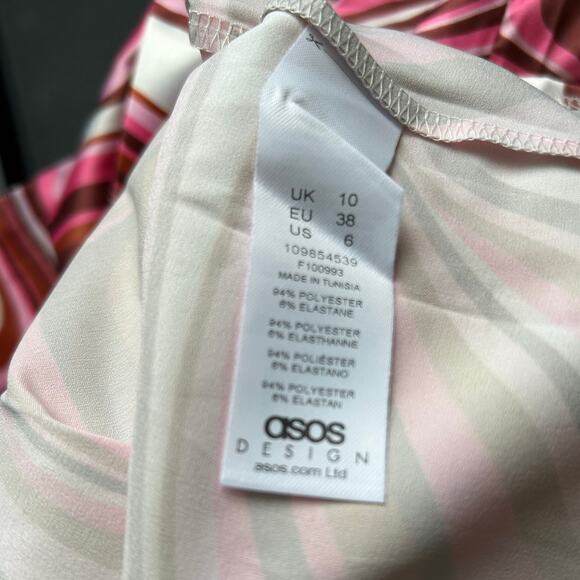 ASOS Design Sexy Swirl Long Sleeve Mini Shirt Dress Pink US 6 NWT - Picture 7 of 7